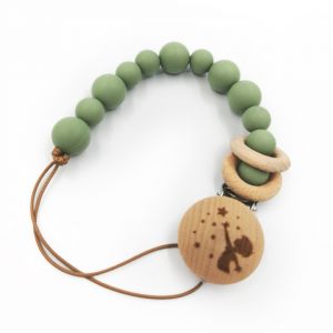 Clip lănțisor silicon suzetă - Verde Sage